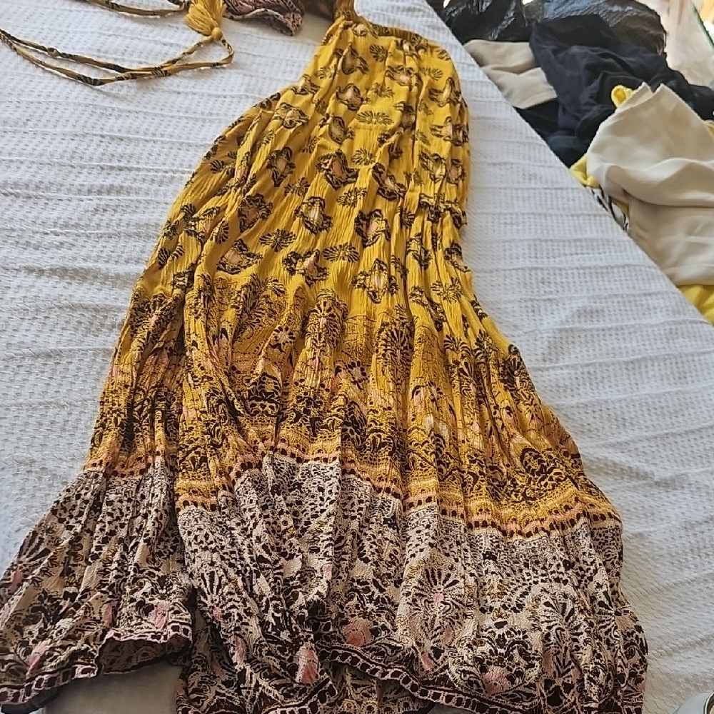 Free People Yellow and Brown Geometric Jumpsuit - Picture 5 of 10